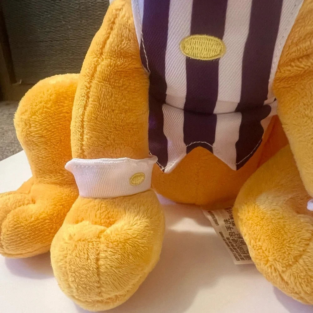 Disney Parks Pluto Plush w/ Straw Hat & Purple Striped Vest Stuffed Animal